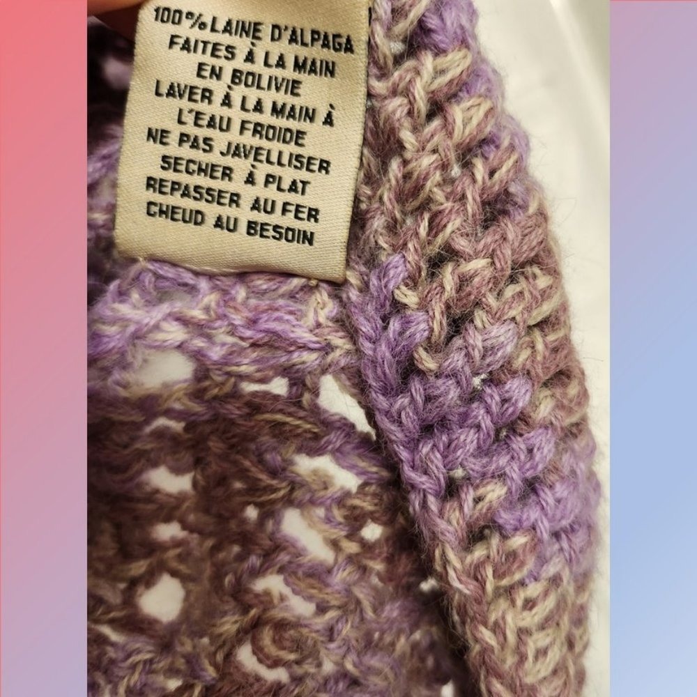 NWT Anthropologie Augden Crocheted Crop Top Sweater Lilac Purple Size Large - Picture 4 of 8